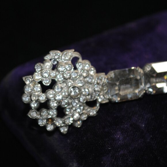 Large Antique/Vintage 1920s-30s Rhinestone Bouquet Comet Brooch - Picture 2 of 9